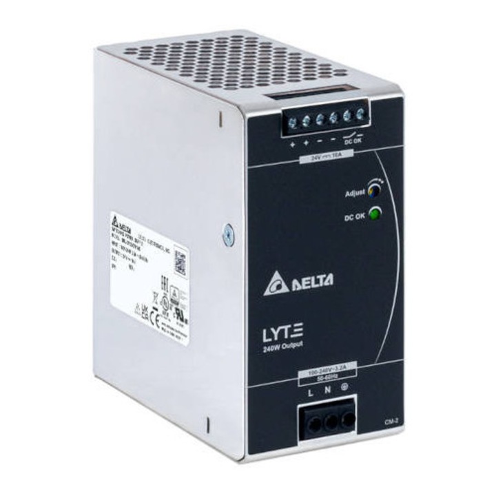 Захранване за DIN шина 24V 10A, DRL-24V240W1AS, Delta Electronics