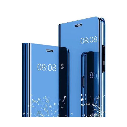 Husa Carte cu Oglinda pentru Samsung Galaxy S24 FE – Flip Cover Smart, Ecran Vizibil, Protectie 360°, Albastra