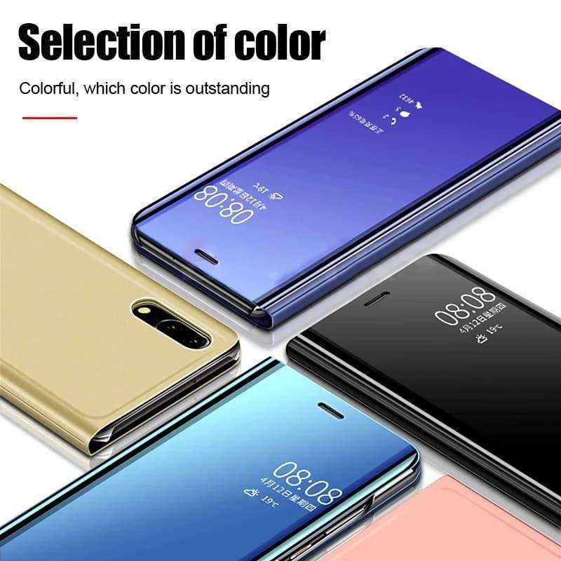 Husa Carte cu Oglinda pentru Samsung Galaxy S24 FE – Flip Cover Smart, Ecran Vizibil, Protectie 360°, Albastra