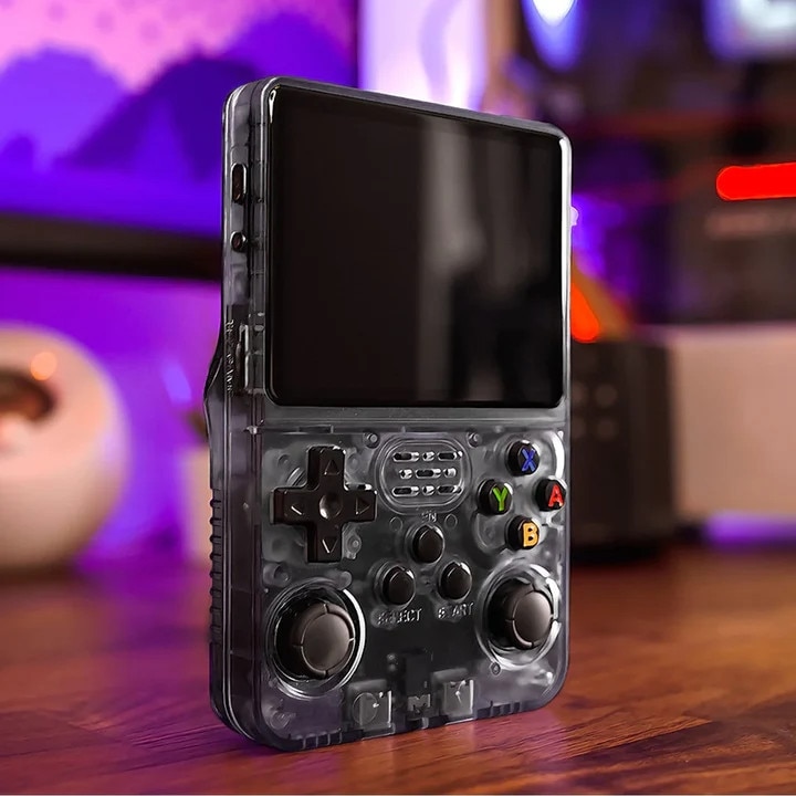 Consolă portabilă retro, Bluvista, 3, 5 inci, 64 GB, negru transparent