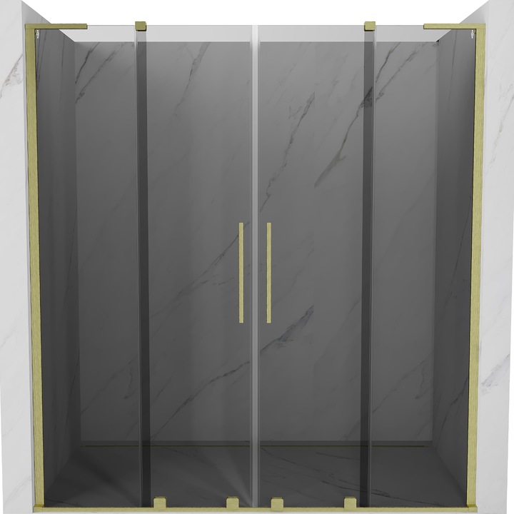 Usi de dus culisante Mexen Velar L Duo, 200x200cm, grafit, auriu periat