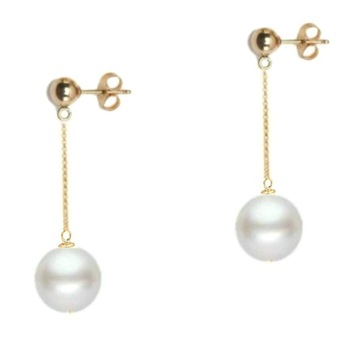 Cercei Aur Lungi Bumb cu Perle Naturale Albe Cercei Aur Lungi Bumb cu Perle Naturale Albe