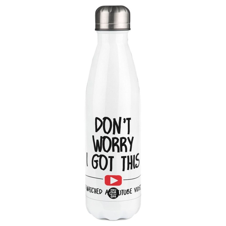 Termos din otel inoxidabil, 500ml, design cu perete dublu, capac etans, alb