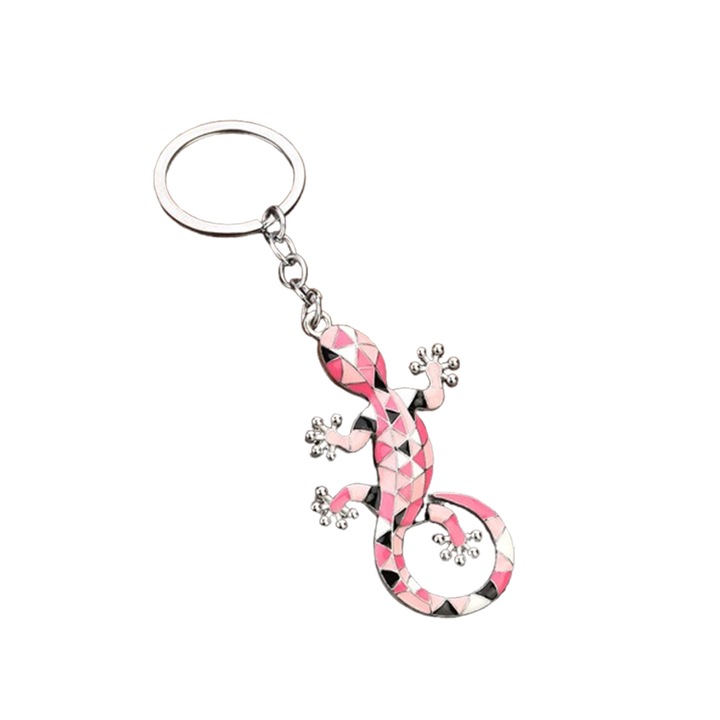 3D kulcstartó, Soparla Gecko modell, fémötvözetből, kompakt méret, autóhoz, piros szín