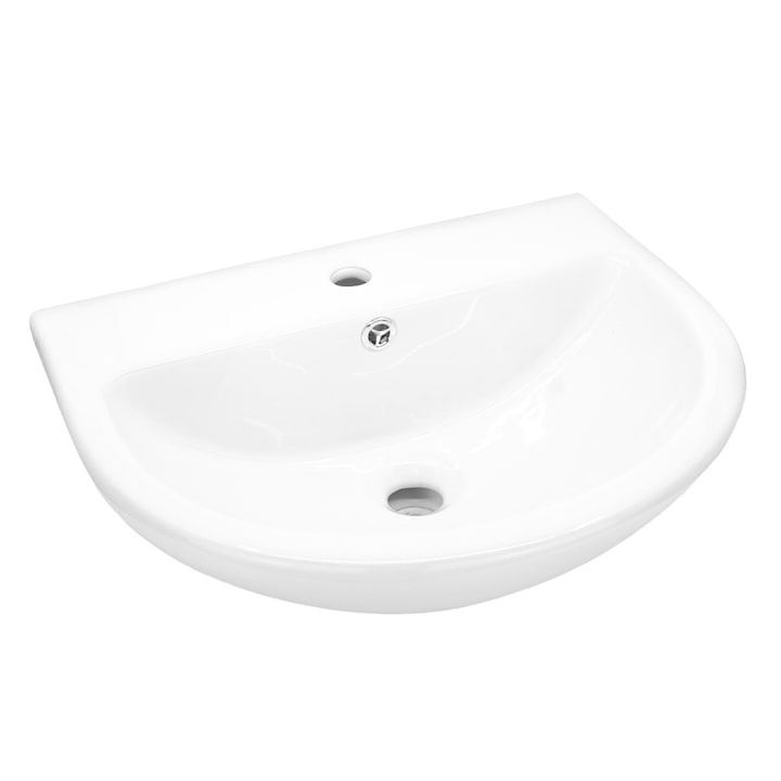 Lavoar ceramic Mereo 49 cm, cu deschidere pentru baterie si preaplin