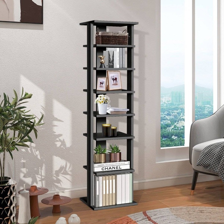 8 szintes, függőleges fa cipőtároló