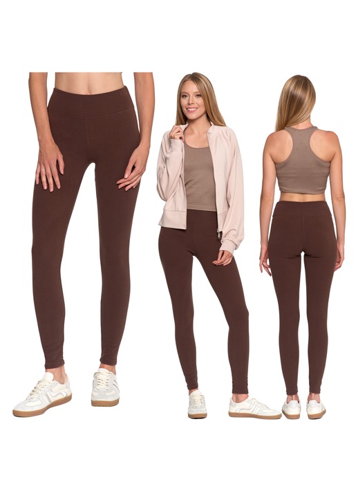 Colanti cu nervuri, Moraj, talie inalta, confortabil, maro, tricotat