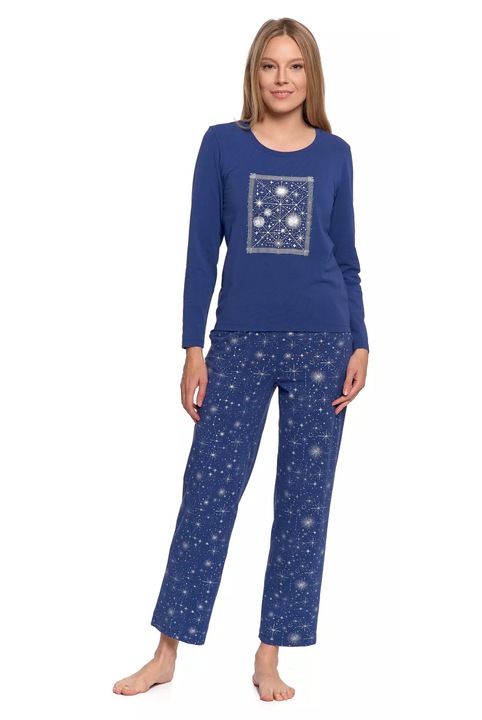 Női pizsama, Moraj, két részes, pamut/elasztán, kék