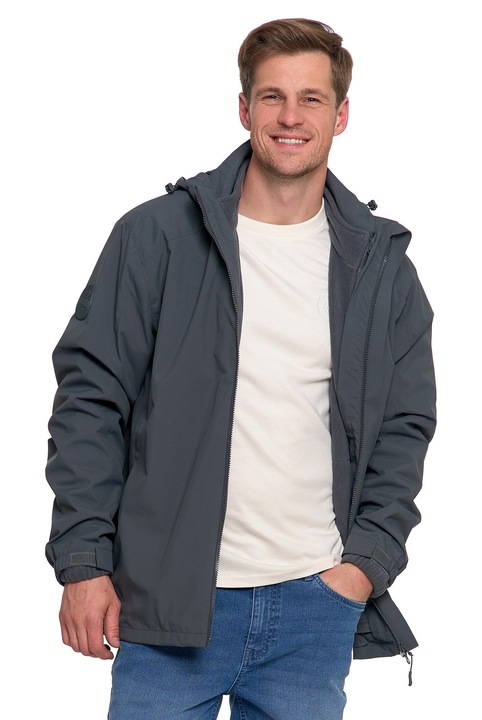 Moraj férfi vízálló kabát, kapucnis, poliészter, szürke, XL INTL