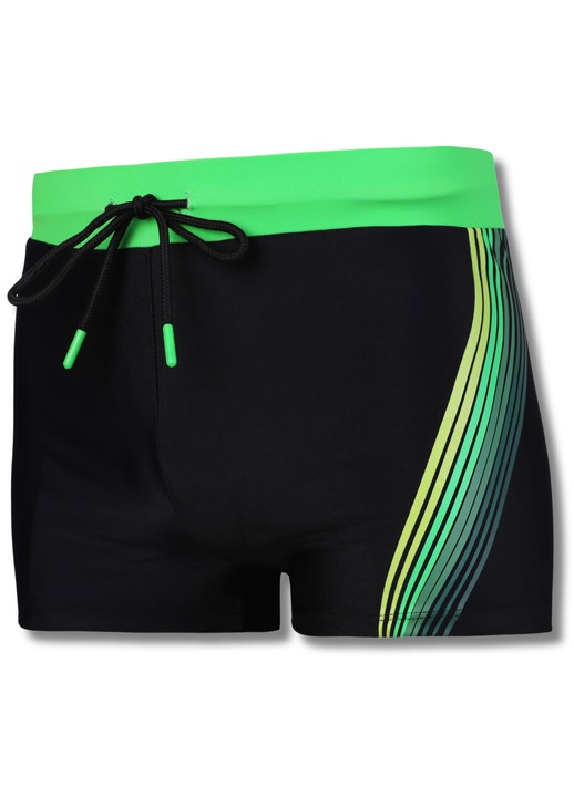 Мъжки бански, Moraj, боксерки за басейн, черно и зелено, бързосъхнещ материал, перфектна кройка