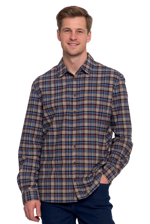 Camasa barbateasca Moraj, bumbac, in carouri, maneca lunga, multicolor