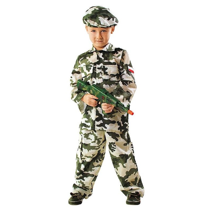 Costum Soldat pentru copii, 5-6 ani, 3 piese, camuflaj