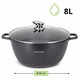 Oala din Aluminiu Turnat cu Invelis Marmorat 8 L, compatibila cu inductie, cu capac de sticla
