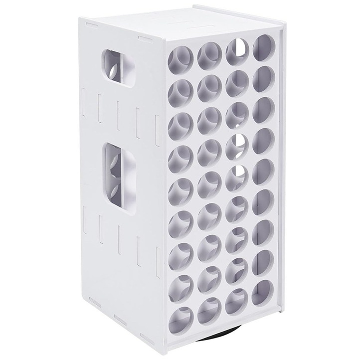 Suport rotativ pentru vopsele LR-20260824-30333, 72 orificii, design vertical cu rotire 360°, portabil, alb