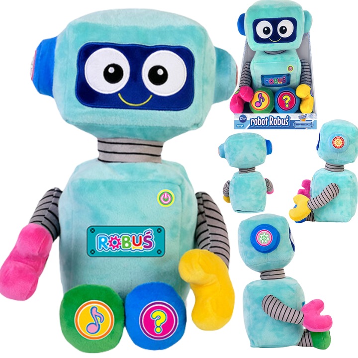 Robot interactiv plusz, Artyk, Robus, educatie, sunete, 12m+, 19,5x31x18,5cm