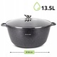 Oala din aluminiu Turnat 13, 5 L, Strat Marmorat Antiaderent, Compatibila cu Inductie, cu Capac de Sticla Calita