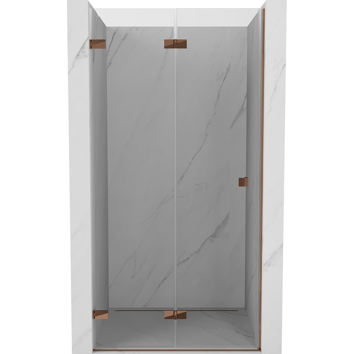 Mexen Lunar-F usi de dus pliabile stanga 70 cm, transparent, aur roz - 836-070-000-60-00-L