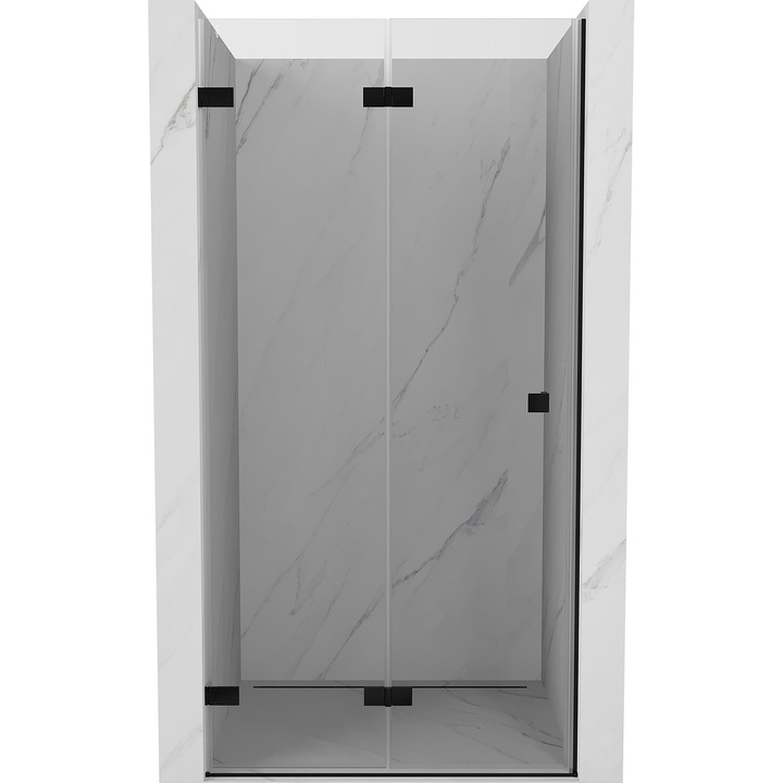 Mexen Lunar-F usi de dus pliante stanga 70 cm, transparente, negre - 836-070-000-70-00-L