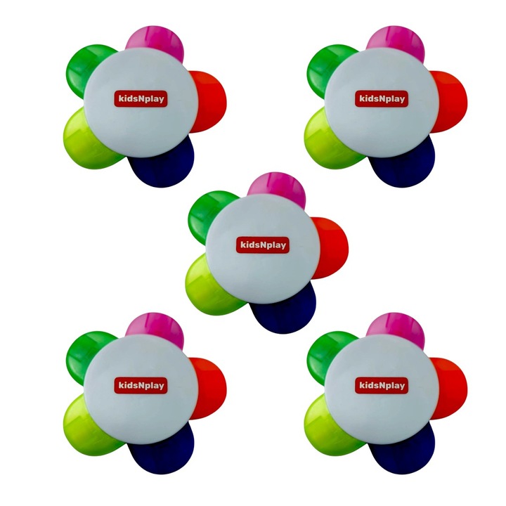 Set 5 Mini Carioci Fluorescente kidsNplay, Multicolor, 10cm, 3 ani+