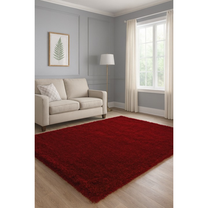 Covor shaggy Pala Carpet, visiniu, 5 cm grosime, 60x90 cm