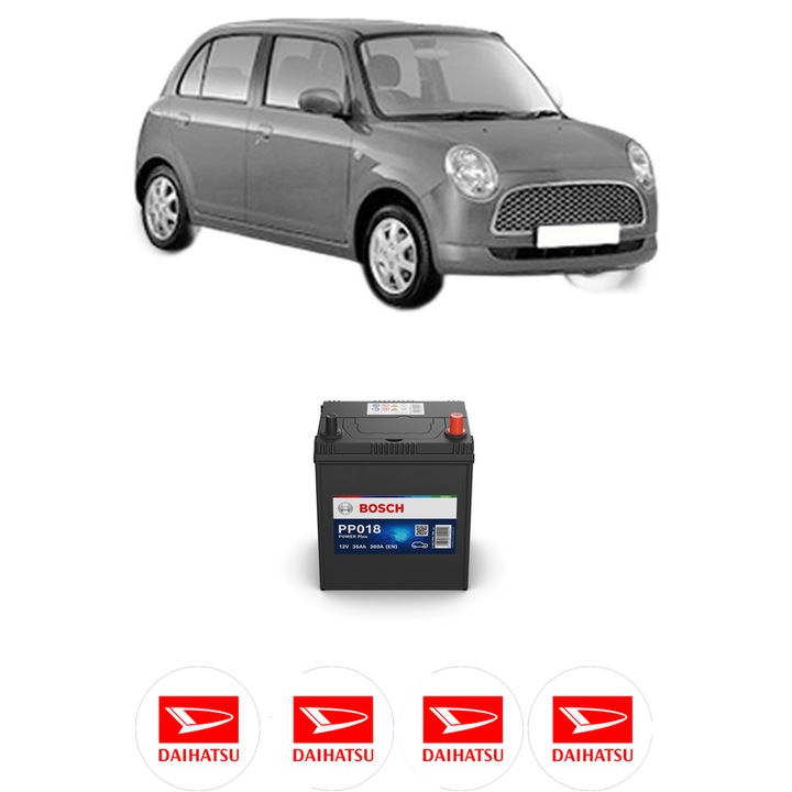 Baterie Acumulator 36 Ah 12 V 360 A DAIHATSU TREVIS 1 din 2006 KW 43 CP 58 CMC 989, auto, Bosch, 4x Stickere auto cu DAIHATSU
