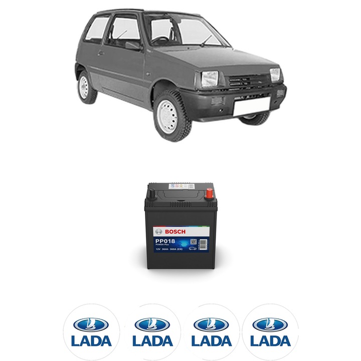 Baterie Acumulator 36 Ah 12 V 360 A LADA OKA (1111_) 1.1 ASTRO (11301) din 2002-2006 KW 36 CP 49 CMC 1091, auto, Bosch, 4x Stickere auto cu LADA