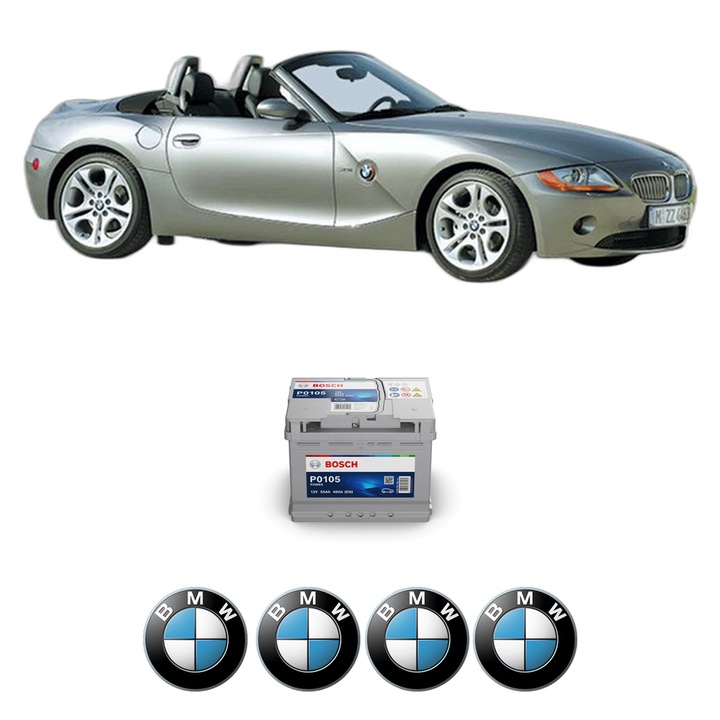 Baterie Acumulator 55 Ah 12 V 460 A BMW Seria Z4 Roadster (E85) 2.5 si din 2006-2008 KW 160 CP 218 CMC 2497, auto, Bosch, 4x Stickere auto cu BMW