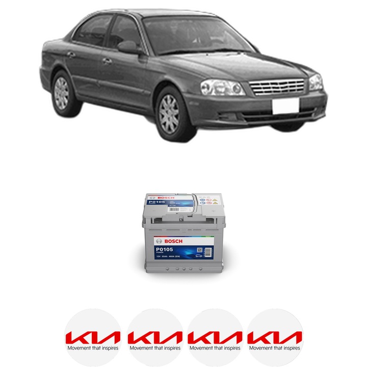 Baterie Acumulator 55 Ah 12 V 460 A KIA MAGENTIS I (GD, MS) 2.5 V6 din 2001-2005 KW 124 CP 169 CMC 2493, auto, Bosch, 4x Stickere auto cu KIA