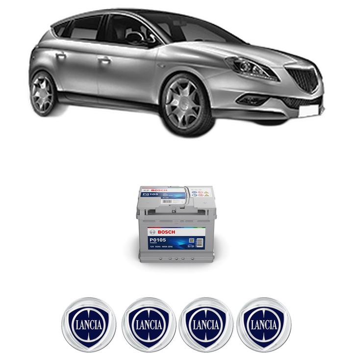 Baterie Acumulator 55 Ah 12 V 460 A LANCIA DELTA III (844_) 1.6 D Multijet (844.AXP1A) din 2011-2014 KW 77 CP 105 CMC 1598, auto, Bosch, 4x Stickere auto cu LANCIA