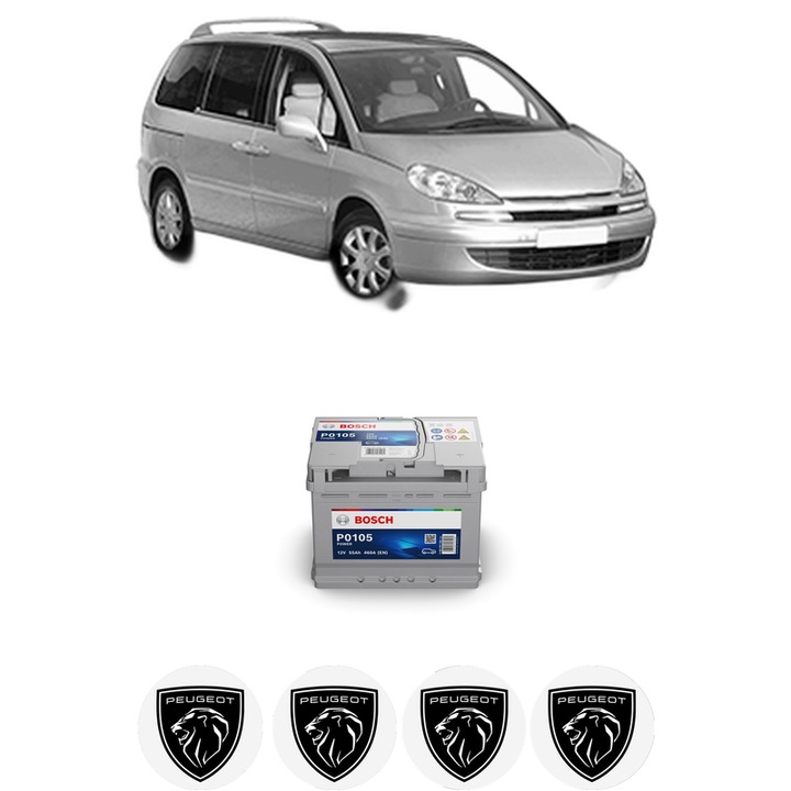 Baterie Acumulator 55 Ah 12 V 460 A PEUGEOT 807 (EB_) 2 din 2002 KW 100 CP 136 CMC 1997, auto, Bosch, 4x Stickere auto cu PEUGEOT