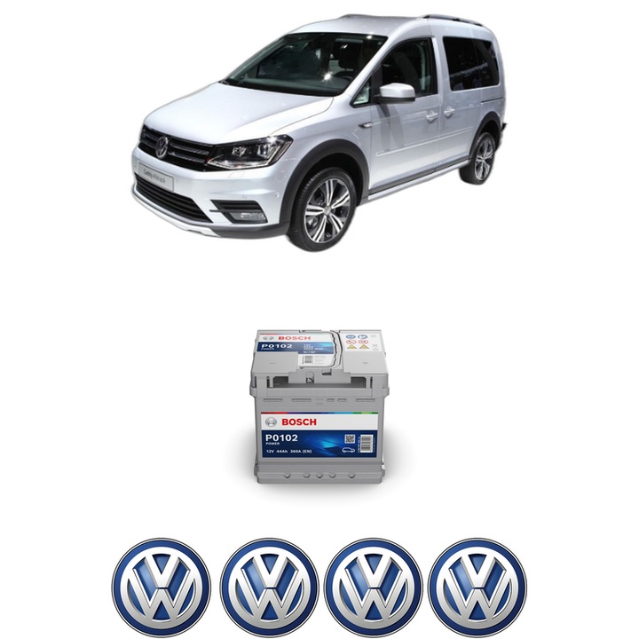 Baterie Acumulator 44 Ah 12 V 360 A Volkswagen CADDY ALLTRACK IV MPV (SAB) 2.0 TDI 4motion din 2015-2020 KW 81 CP 110 CMC 1968, auto, Bosch, 4x Stickere auto cu Volkswagen