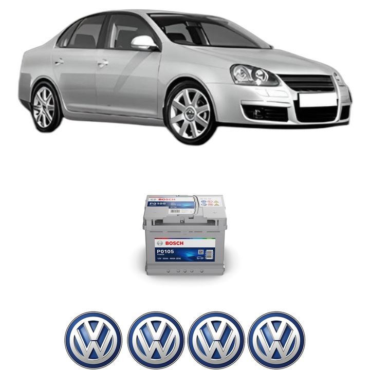 Baterie Acumulator 55 Ah 12 V 460 A Volkswagen JETTA III (1K2) 2.5 din 2006-2010 KW 110 CP 150 CMC 2480, auto, Bosch, 4x Stickere auto cu Volkswagen