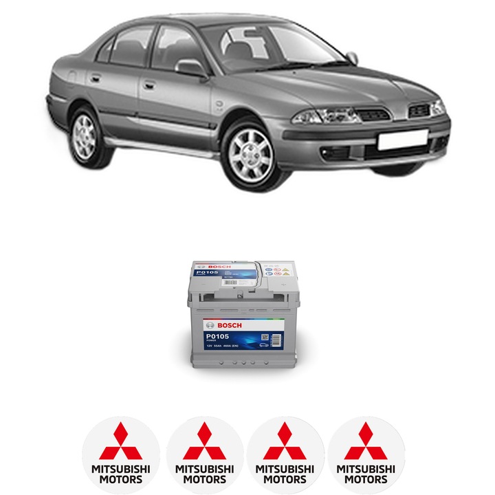 Baterie Acumulator 55 Ah 12 V 460 A MITSUBISHI CARISMA Saloon (DA_) 1.3 16V din 2000-2004 KW 60 CP 82 CMC 1299, auto, Bosch, 4x Stickere auto cu MITSUBISHI