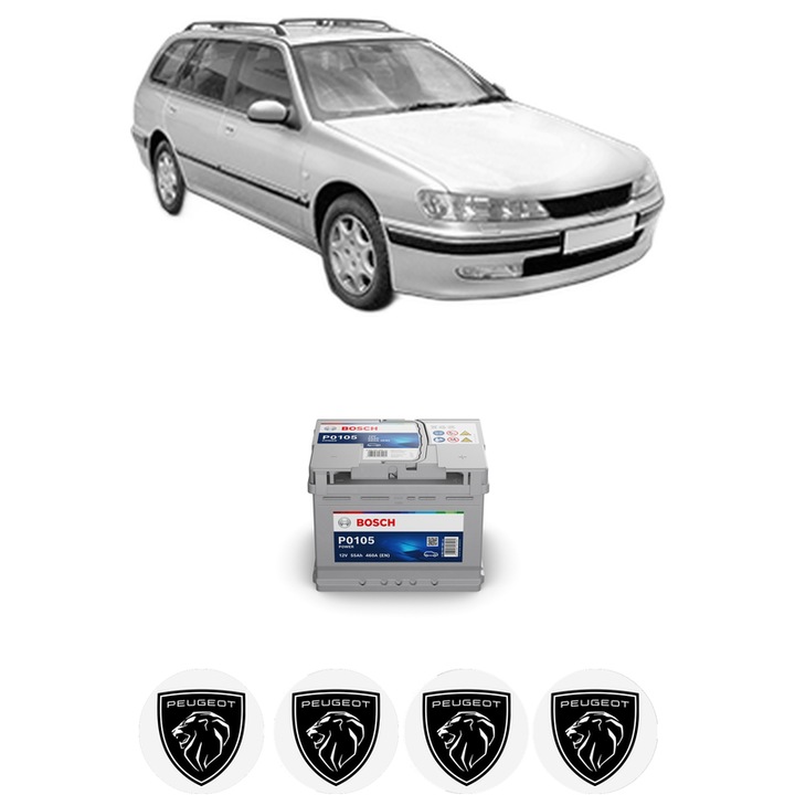 Baterie Acumulator 55 Ah 12 V 460 A PEUGEOT 406 Break (8E/F) 3.0 V6 din 2000-2004 KW 152 CP 207 CMC 2946, auto, Bosch, 4x Stickere auto cu PEUGEOT