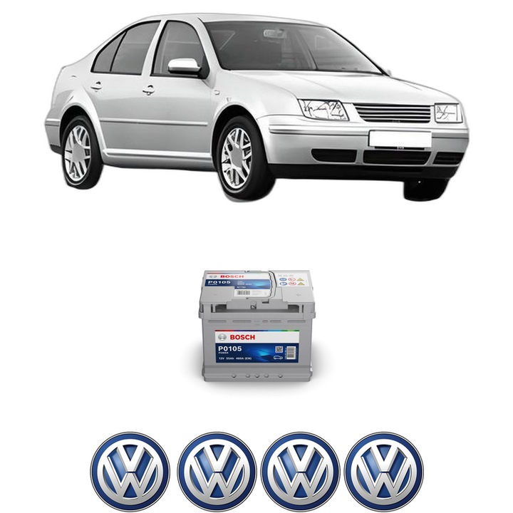 Baterie Acumulator 55 Ah 12 V 460 A Volkswagen BORA I (1J2) 1.8 T din 2002-2005 KW 132 CP 180 CMC 1781, auto, Bosch, 4x Stickere auto cu Volkswagen