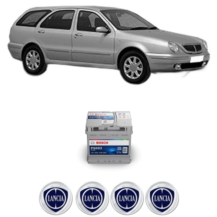 Baterie Acumulator 52 Ah 12 V 470 A LANCIA LYBRA SW (839_) 2.0 20V (839BXH1A) din 2000-2005 KW 110 CP 150 CMC 1998, auto, Bosch, 4x Stickere auto cu LANCIA