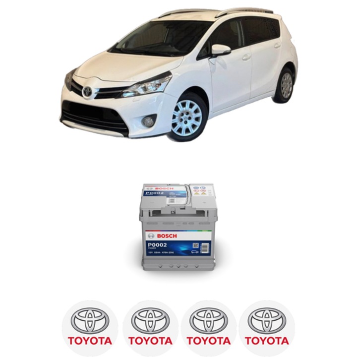Baterie Acumulator 52 Ah 12 V 470 A TOYOTA VERSO (_R2_) 1.6 (ZGR20_, ZGR20R) din 2009-2018 KW 97 CP 132 CMC 1598, auto, Bosch, 4x Stickere auto cu TOYOTA