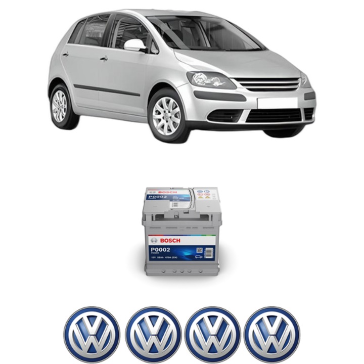 Baterie Acumulator 52 Ah 12 V 470 A Volkswagen GOLF PLUS V (5M1, 521) 1.4 16V din 2006-2013 KW 59 CP 80 CMC 1390, auto, Bosch, 4x Stickere auto cu Volkswagen