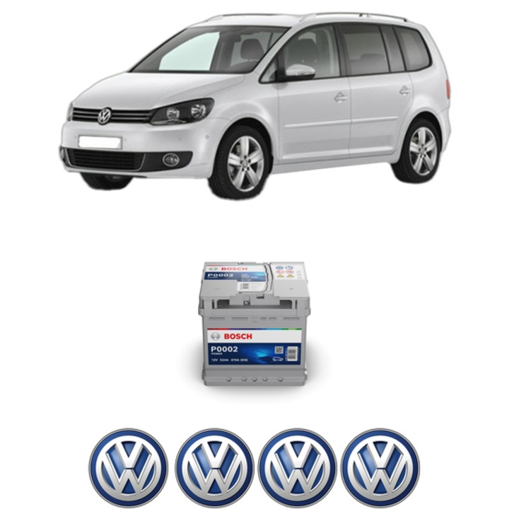 Baterie Acumulator 52 Ah 12 V 470 A Volkswagen TOURAN VAN (1T3) 1.4 TSI din 2010-2015 KW 103 CP 140 CMC 1390, auto, Bosch, 4x Stickere auto cu Volkswagen