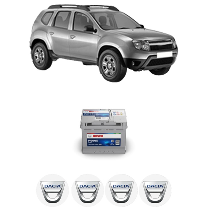 Baterie Acumulator 62 Ah 12 V 550 A DACIA DUSTER (HS_) 1.5 dCi din 2013-2018 KW 80 CP 109 CMC 1461, auto, Bosch, 4x Stickere auto cu DACIA