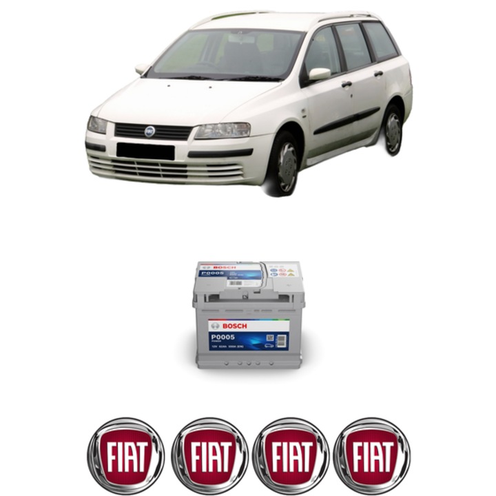 Baterie Acumulator 62 Ah 12 V 550 A FIAT STILO Multi Wagon (192_) 1.9 JTD din 2004-2008 KW 100 CP 136 CMC 1910, auto, Bosch, 4x Stickere auto cu FIAT