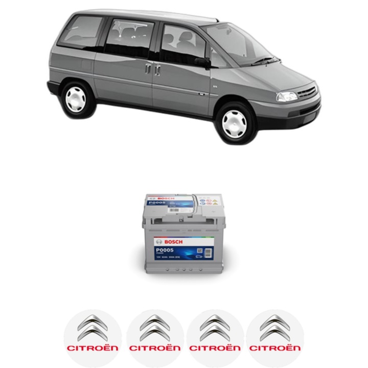 Baterie Acumulator 62 Ah 12 V 550 A CITROEN EVASION MPV (22, U6) 2.0 16V din 2000-2002 KW 100 CP 136 CMC 1997, auto, Bosch, 4x Stickere auto cu CITROEN