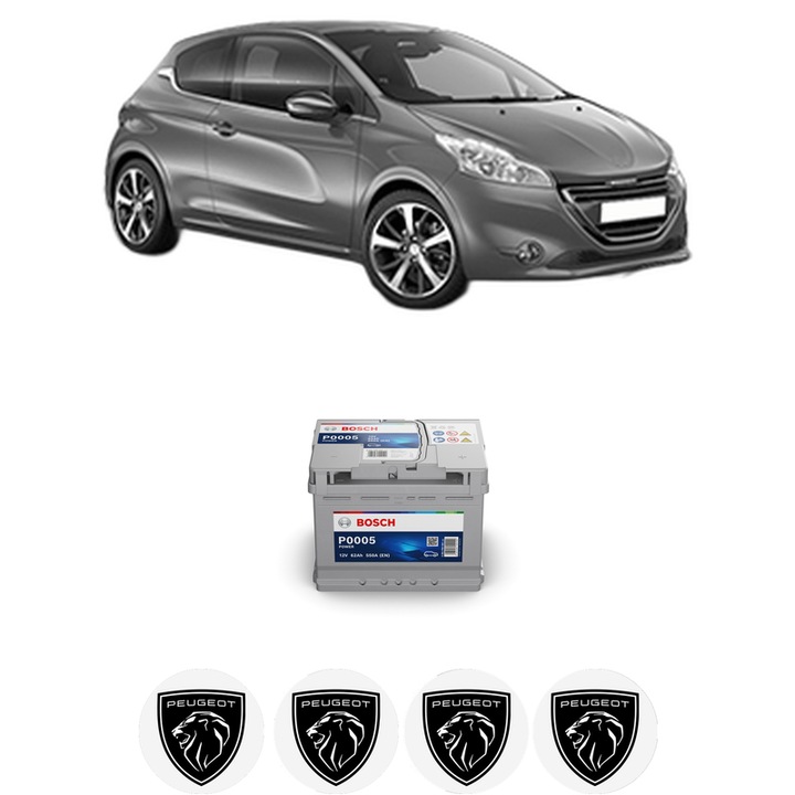 Baterie Acumulator 62 Ah 12 V 550 A PEUGEOT 208 I (CA_, CC_) 1.6 BlueHDi 100 din 2015-2019 KW 73 CP 100 CMC 1560, auto, Bosch, 4x Stickere auto cu PEUGEOT