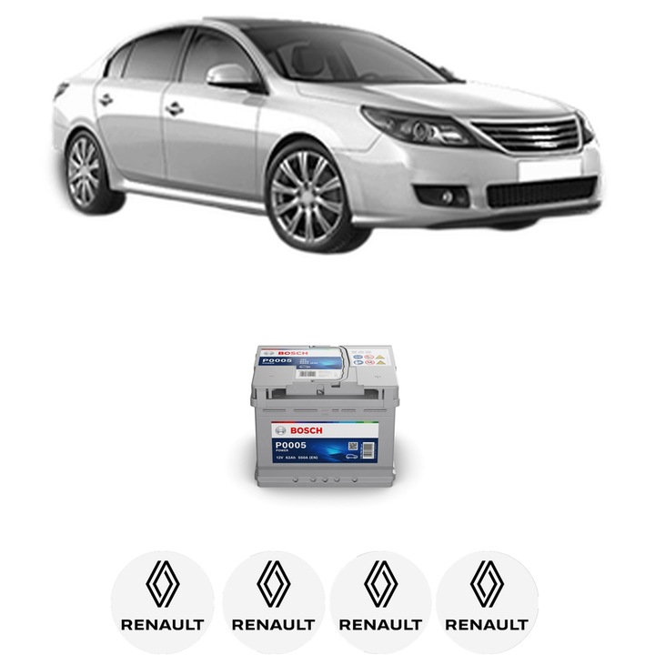 Baterie Acumulator 62 Ah 12 V 550 A RENAULT LATITUDE (L70_) 2.0 16V (L70B) din 2011 KW 103 CP 140 CMC 1997, auto, Bosch, 4x Stickere auto cu RENAULT