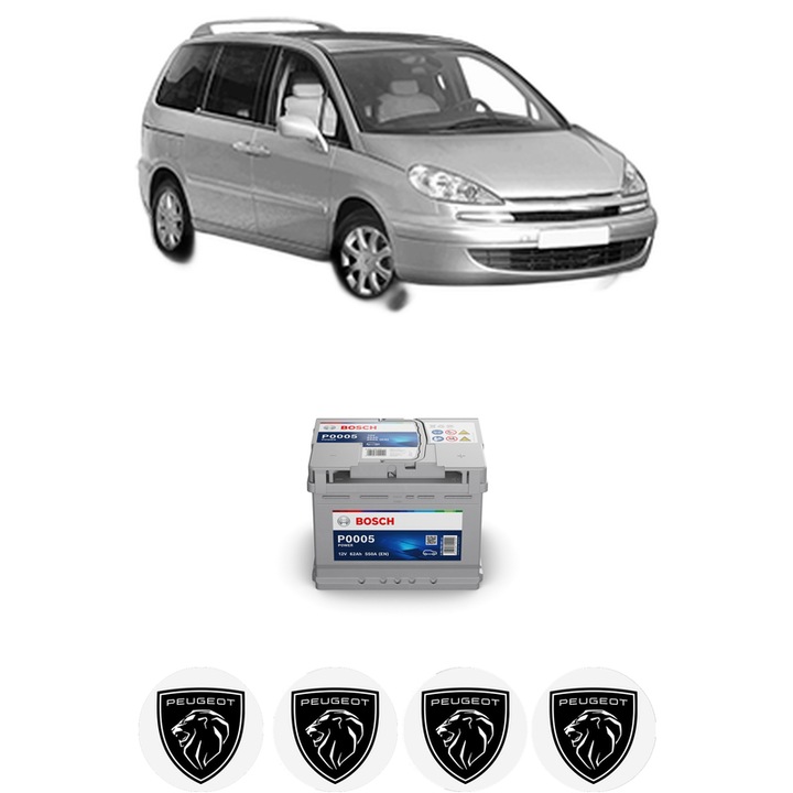 Baterie Acumulator 62 Ah 12 V 550 A PEUGEOT 807 (EB_) 2 din 2002 KW 100 CP 136 CMC 1997, auto, Bosch, 4x Stickere auto cu PEUGEOT