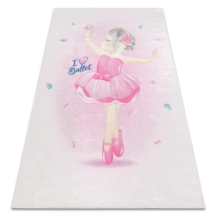 BAMBINO DYWANY ŁUSZCZÓW 42830 covor lavabil Balerina pentru copii anti-alunecare - roz, 120x170 cm