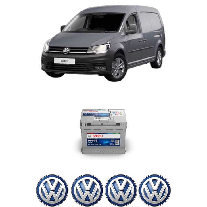 Baterie Acumulator 62 Ah 12 V 550 A Volkswagen CADDY III Box Body/MPV (2KA, 2KH, 2CA, 2CH) 1.9 TDI din 2005-2010 KW 55 CP 75 CMC 1896, auto, Bosch, 4x Stickere auto cu Volkswagen