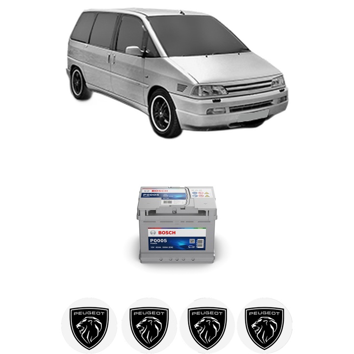 Baterie Acumulator 62 Ah 12 V 550 A PEUGEOT 806 (221) 2.0 16V din 2000-2002 KW 100 CP 136 CMC 1997, auto, Bosch, 4x Stickere auto cu PEUGEOT