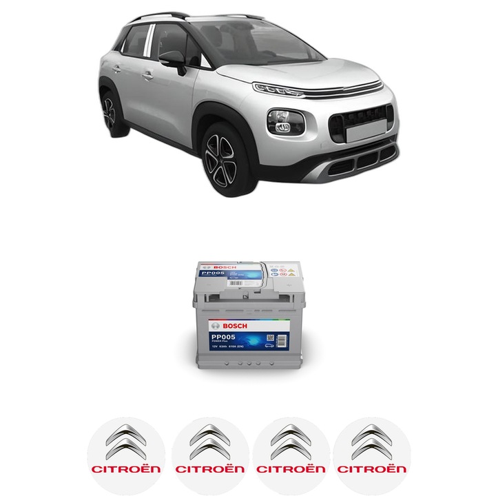Baterie Acumulator 63 Ah 12 V 610 A CITROEN C3 AIRCROSS II (2R_, 2C_) 1.5 BlueHDi 100 (2CYHYJ) din 2018 KW 73 CP 99 CMC 1499, auto, Bosch, 4x Stickere auto cu CITROEN