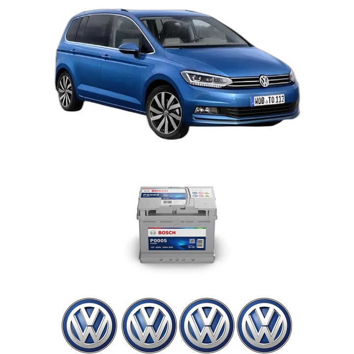Baterie Acumulator 62 Ah 12 V 550 A Volkswagen TOURAN (5T1) 2.0 TDI din 2015 KW 110 CP 150 CMC 1968, auto, Bosch, 4x Stickere auto cu Volkswagen